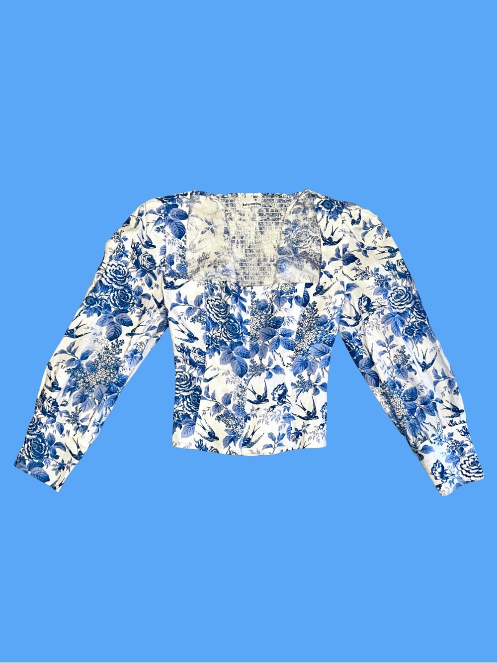Reformation Stilton Floral Linen Blouse